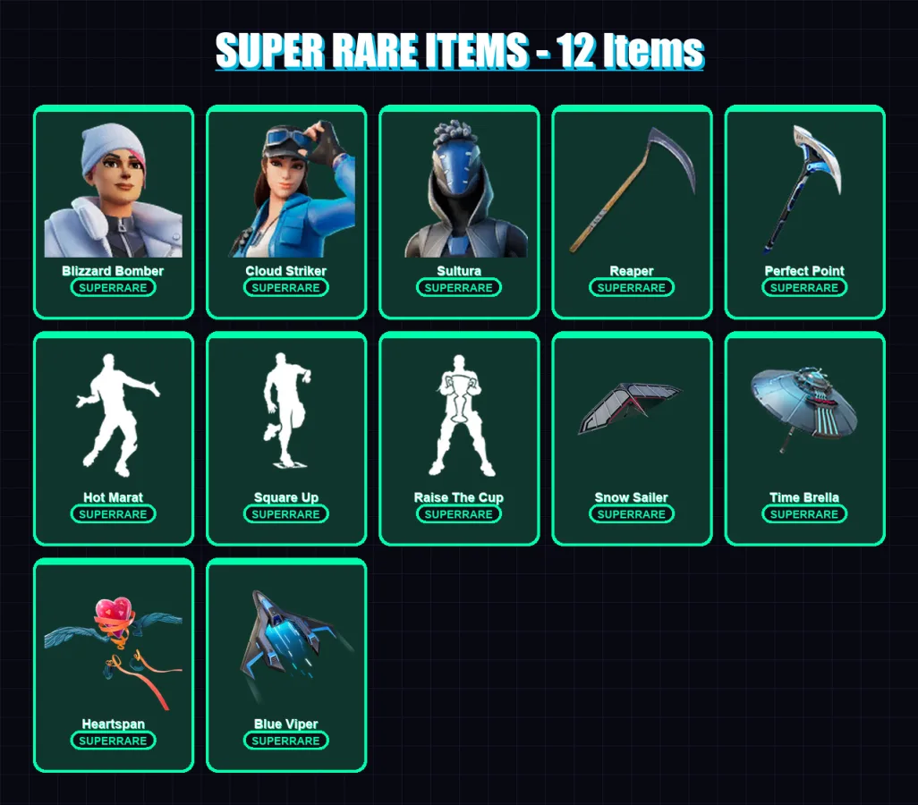 [PS4/PS5/XBOX/PC] | Blizzard Bomber | Cloud Striker | Sultura | Zenith | Deadpool | 57 skin | 74 pickaxe | 71 emote | 79 glider | Lv1122