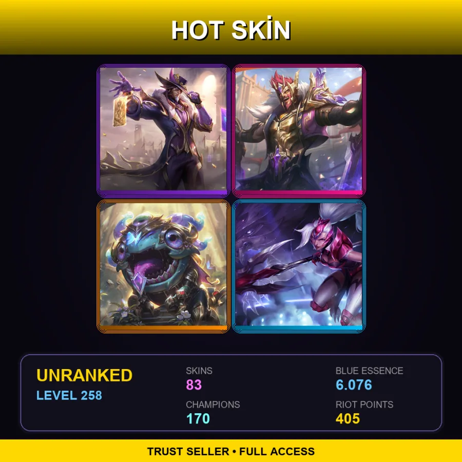 EUNE | Lv258 | Unranked | 83 Skin | 170 Champ — LoL account