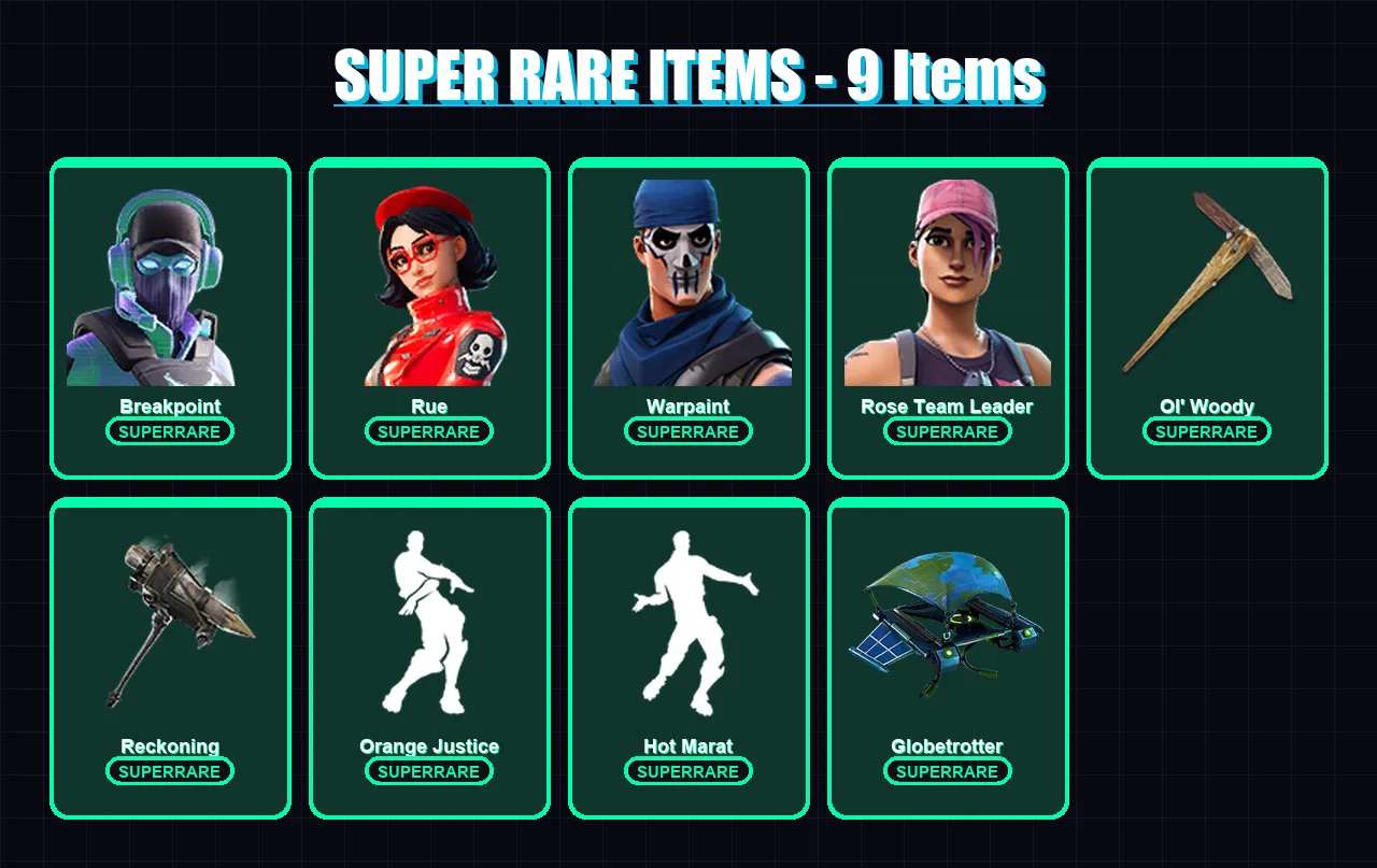 [PC/XBOX/PSN] | Breakpoint | Rue | Warpaint | Rose Team Leader | Cuddle Team Leader | 195 skin | 131 pickaxe | 198 emote | 128 glider | Lv1815