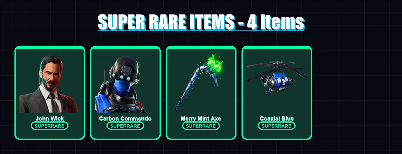 [PS4/PS5/XBOX/PC] | John Wick | Carbon Commando | Hybrid | Deadpool | Sorana | 42 skin | 59 pickaxe | 65 emote | 66 glider | Lv1137