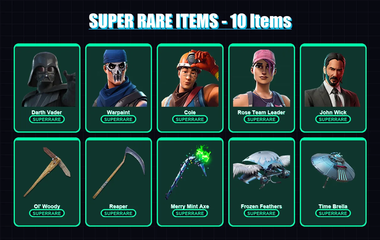 [PC/XBOX/PSN] | Darth Vader | Warpaint | Cole | Rose Team Leader | John Wick | 261 skin | 212 pickaxe | 199 emote | 154 glider | Lv1532