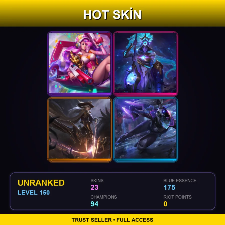 EUNE | Lv150 | Unranked | 23 Skin | 94 Champ — LoL account