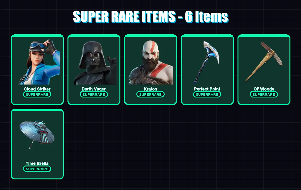 [PC/XBOX] | Cloud Striker | Darth Vader | Kratos | Alli | Malik | 173 skin | 231 pickaxe | 233 emote | 160 glider | Lv3495