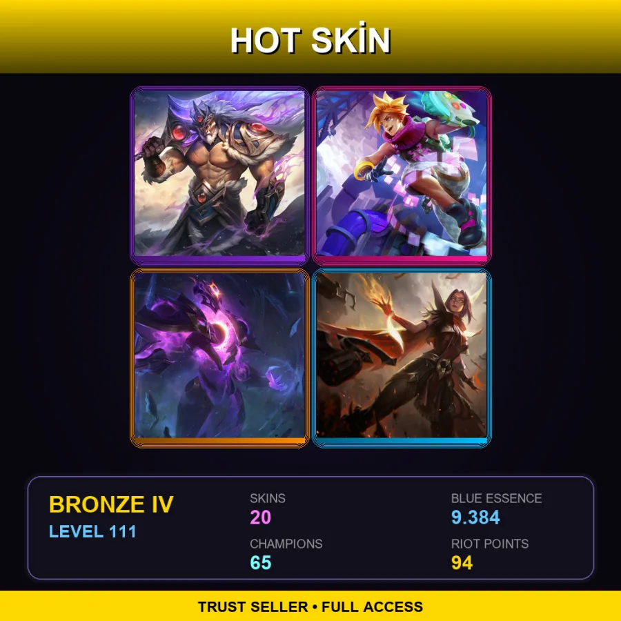 BR | Lv111 | Bronze IV | 20 Skin | 65 Champ — Elementalist Lux