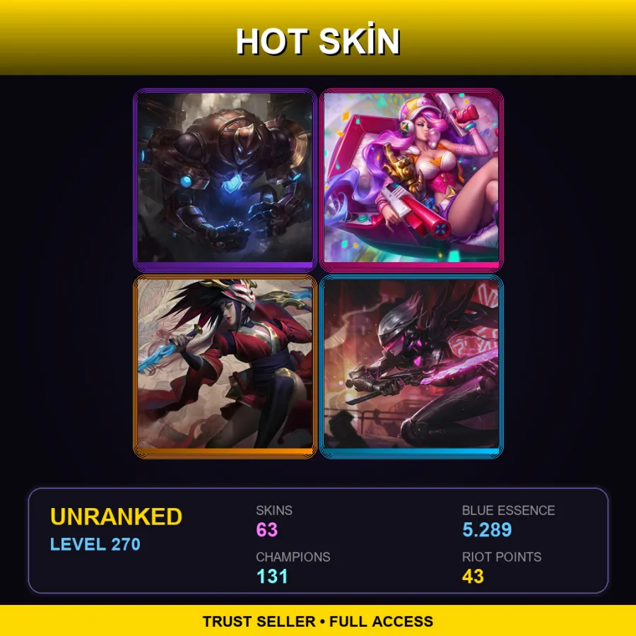 LAS | Lv270 | Unranked | 63 Skin | 131 Champ