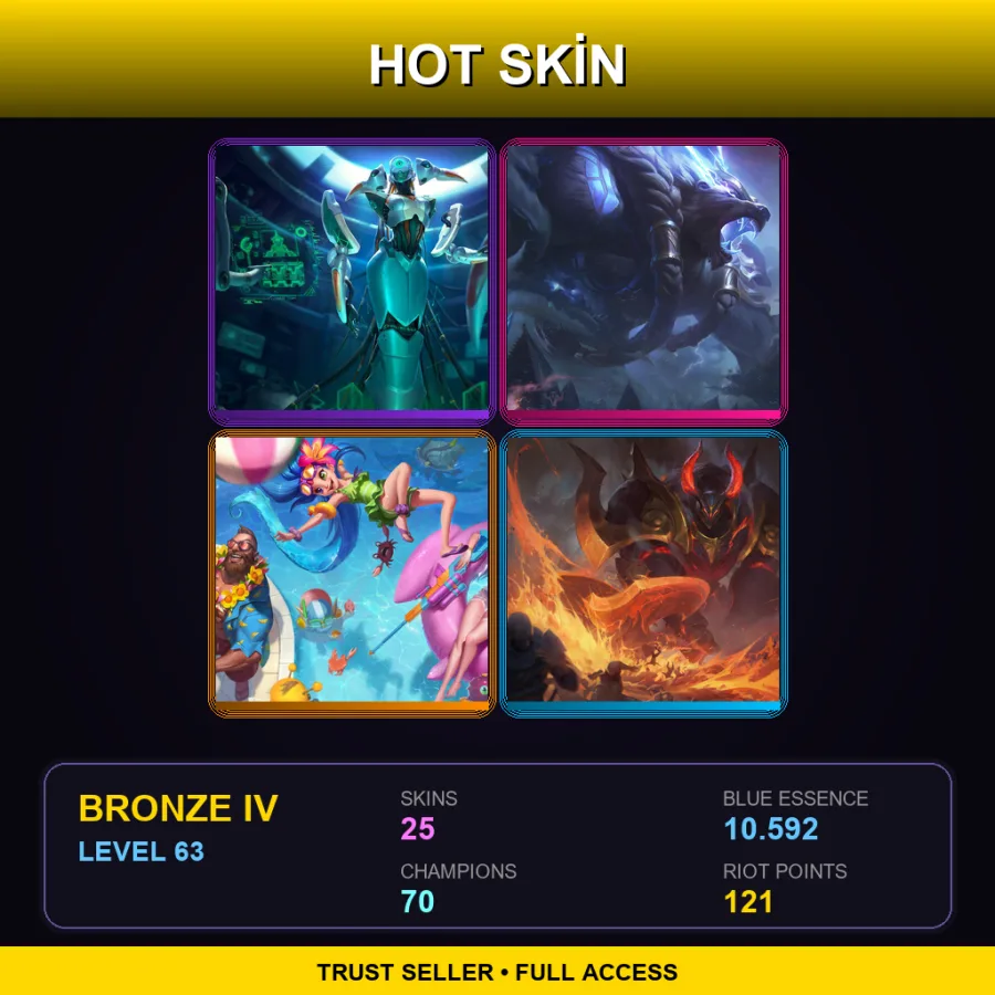 EUNE | Lv63 | Bronze IV | 25 Skin | 70 Champ