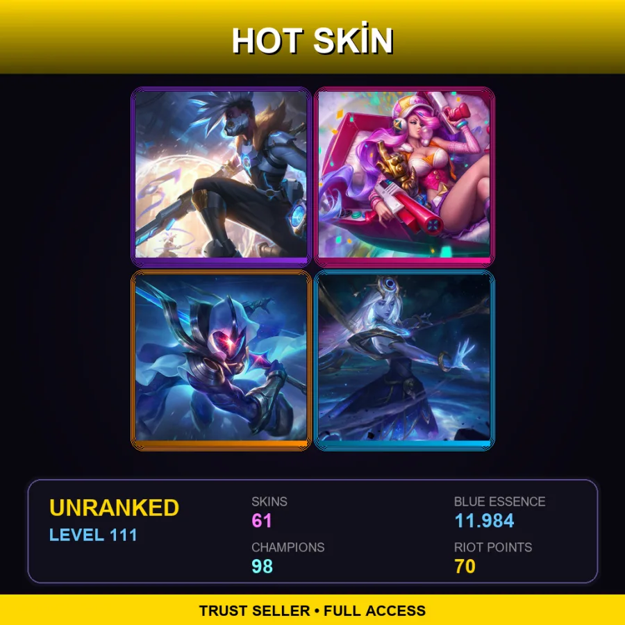 EUW | Lv111 | Unranked | 61 Skin | 98 Champ