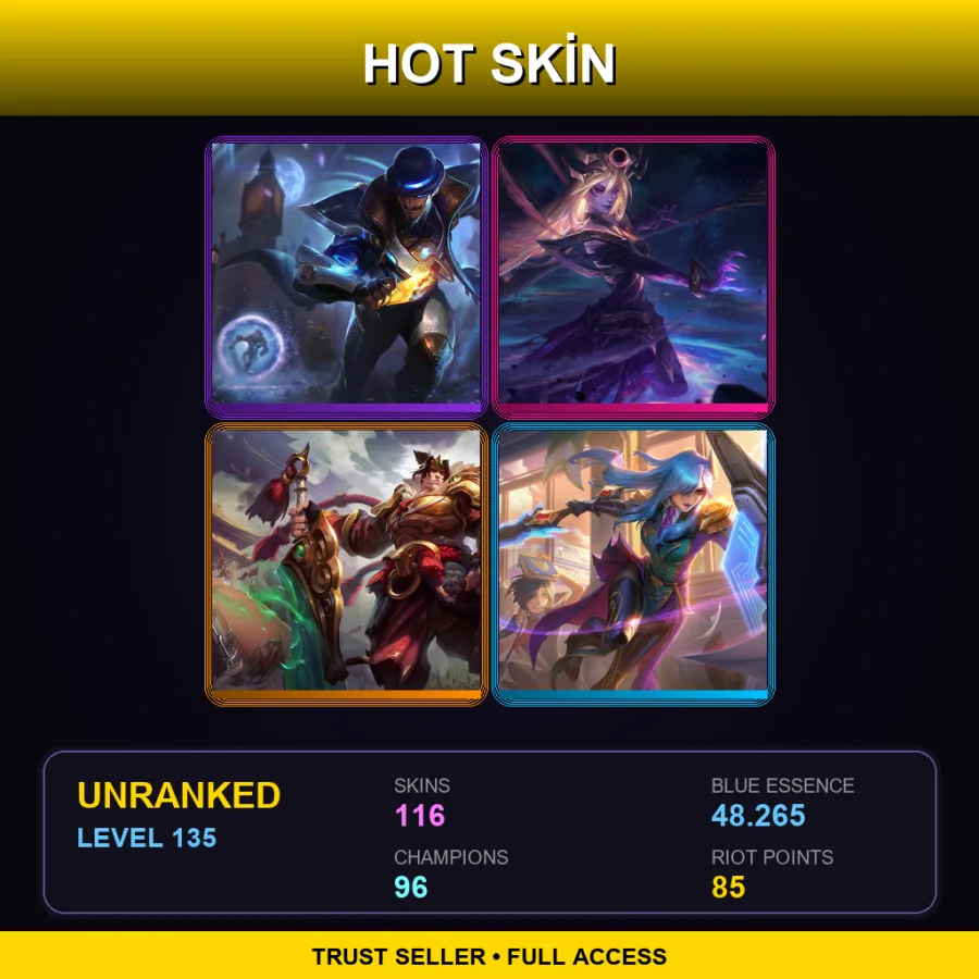 EUW | Lv135 | Unranked | 116 Skin | 96 Champ