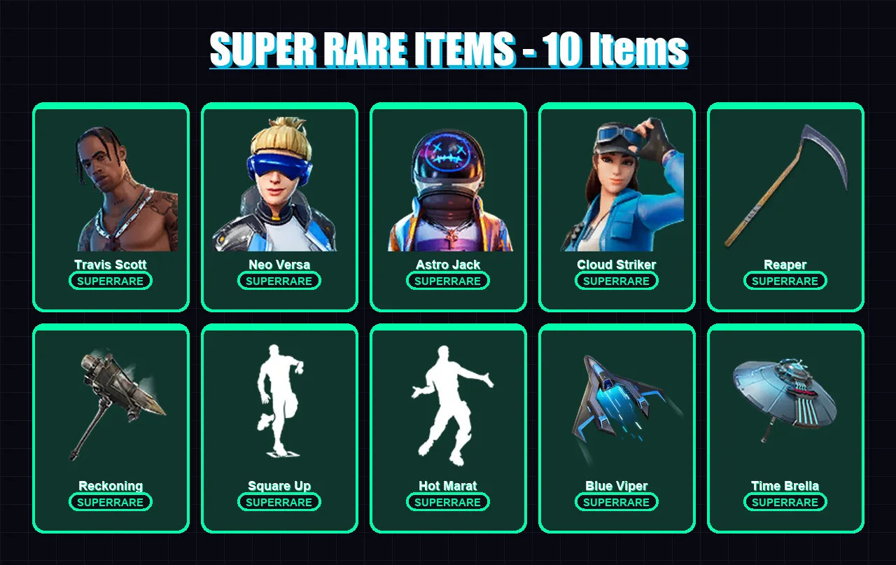 [PS4/PS5/XBOX/PC] | Travis Scott | Neo Versa | Astro Jack | Cloud Striker | Blaze | 199 skin | 210 pickaxe | 179 emote | 174 glider | Lv3644