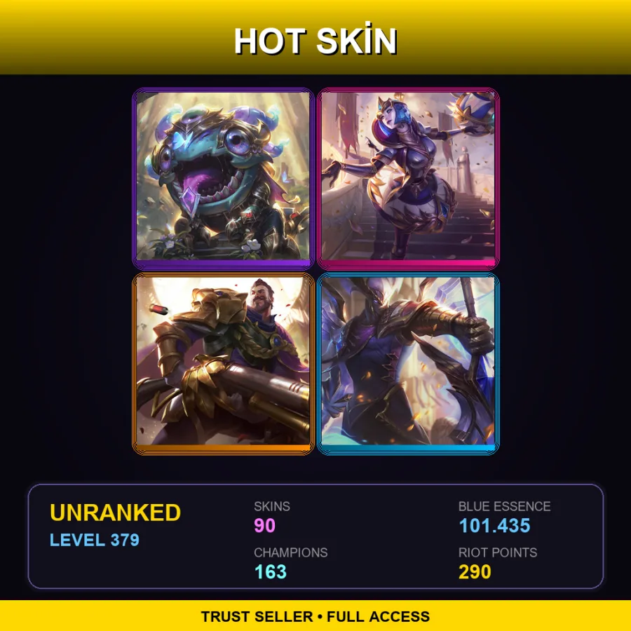 TR | Lv379 | Unranked | 90 Skin | 163 Champ