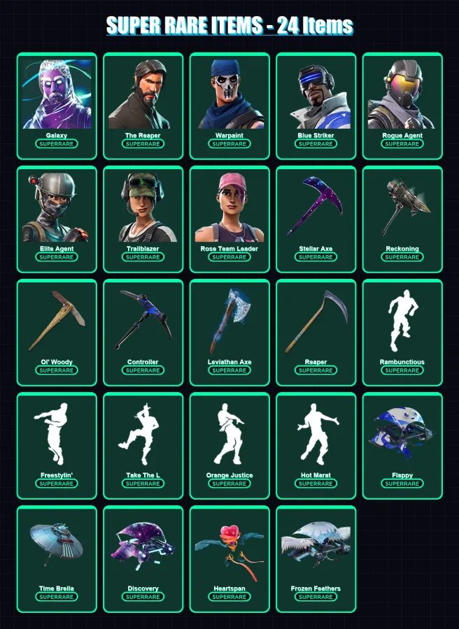 [PS4/PS5/XBOX/PC] | Galaxy | The Reaper | Warpaint | Blue Striker | Rogue Agent | 88 skin | 81 pickaxe | 80 emote | 66 glider | Lv837