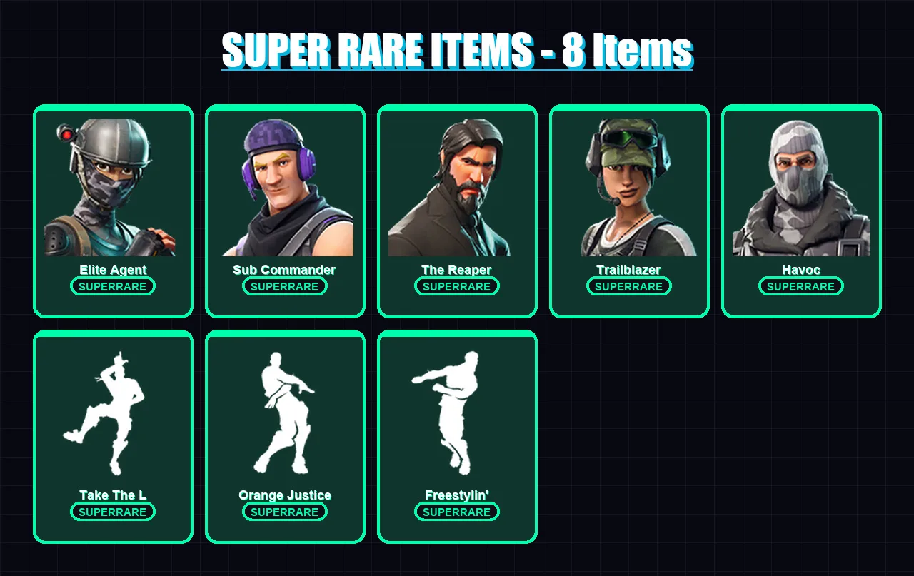 [PC/XBOX] | Elite Agent | Sub Commander | The Reaper | Trailblazer | Havoc | 44 skin | 51 pickaxe | 48 emote | 54 glider | Lv792