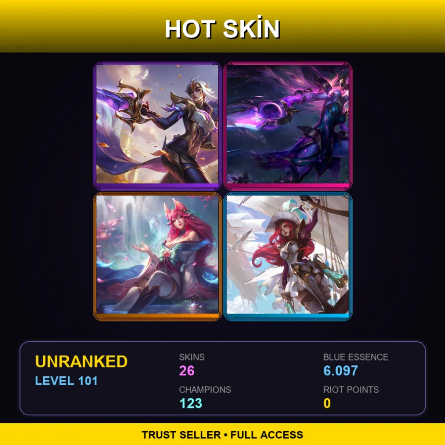 EUNE | Lv101 | Unranked | 26 Skin | 123 Champ — Resistance Caitlyn