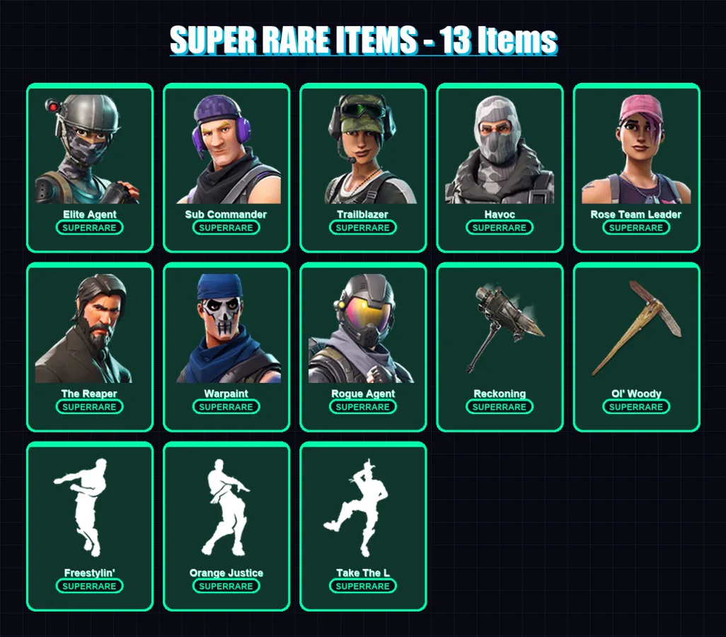 [PC/PSN] | Elite Agent | Sub Commander | Trailblazer | Havoc | Rose Team Leader | 38 skin | 41 pickaxe | 41 emote | 40 glider | Lv503