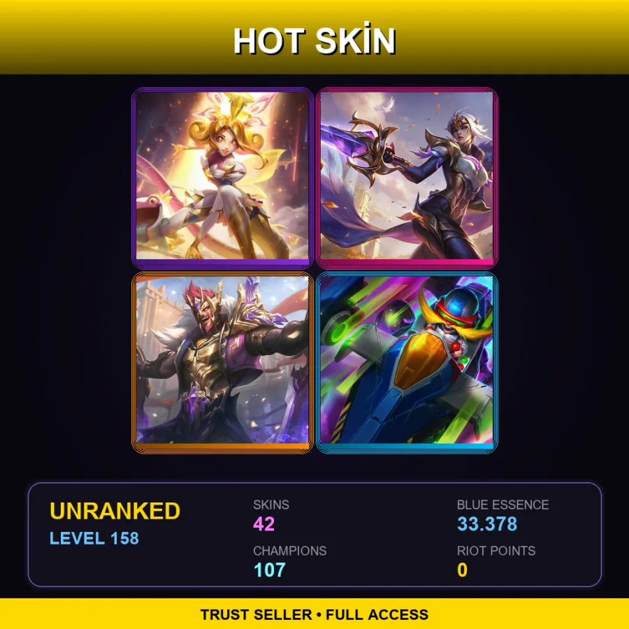 EUNE | Lv158 | Unranked | 42 Skin | 107 Champ