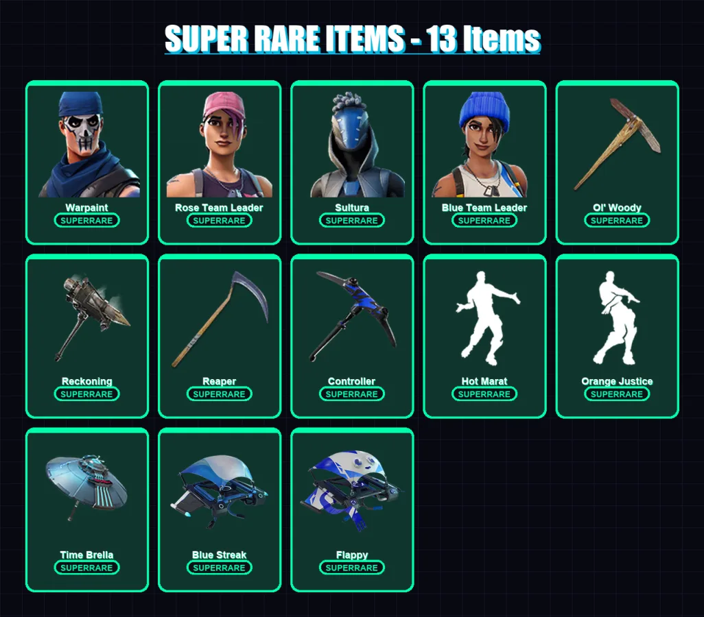 [PS4/PS5/XBOX/PC] | Warpaint | Rose Team Leader | Sultura | Blue Team Leader | Drift | 59 skin | 50 pickaxe | 64 emote | 54 glider | Lv572 — Fortnite account