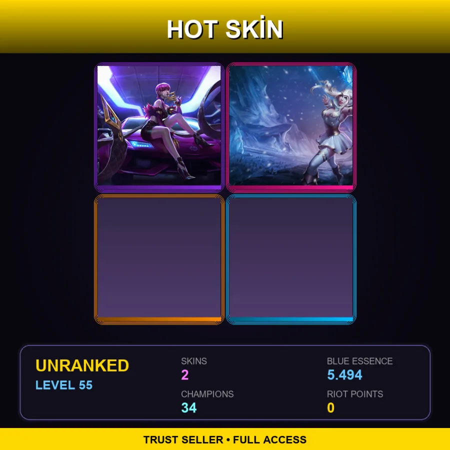 NA | Lv55 | Unranked | 2 Skin | 34 Champ