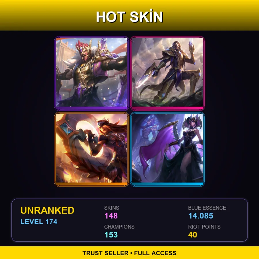 SG | Lv174 | Unranked | 148 Skin | 153 Champ