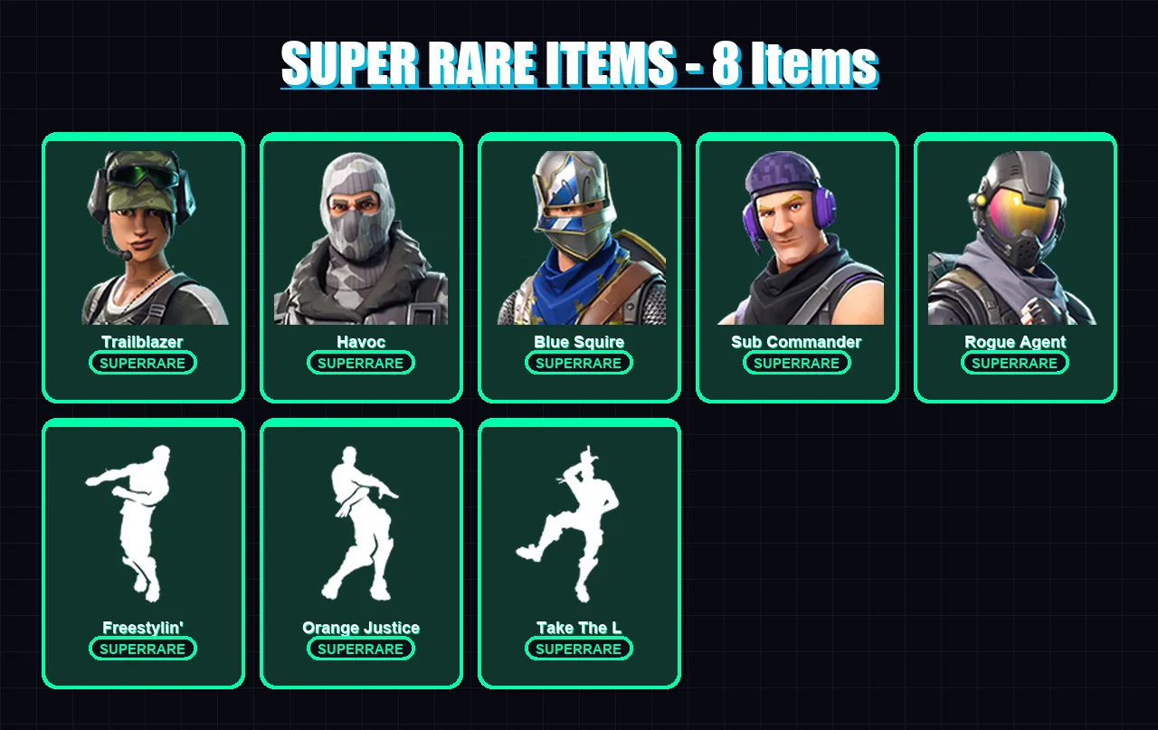 [SWITCH/PC] | Trailblazer | Havoc | Blue Squire | Sub Commander | Rogue Agent | 20 skin | 14 pickaxe | 17 emote | 18 glider | Lv223 — Fortnite account
