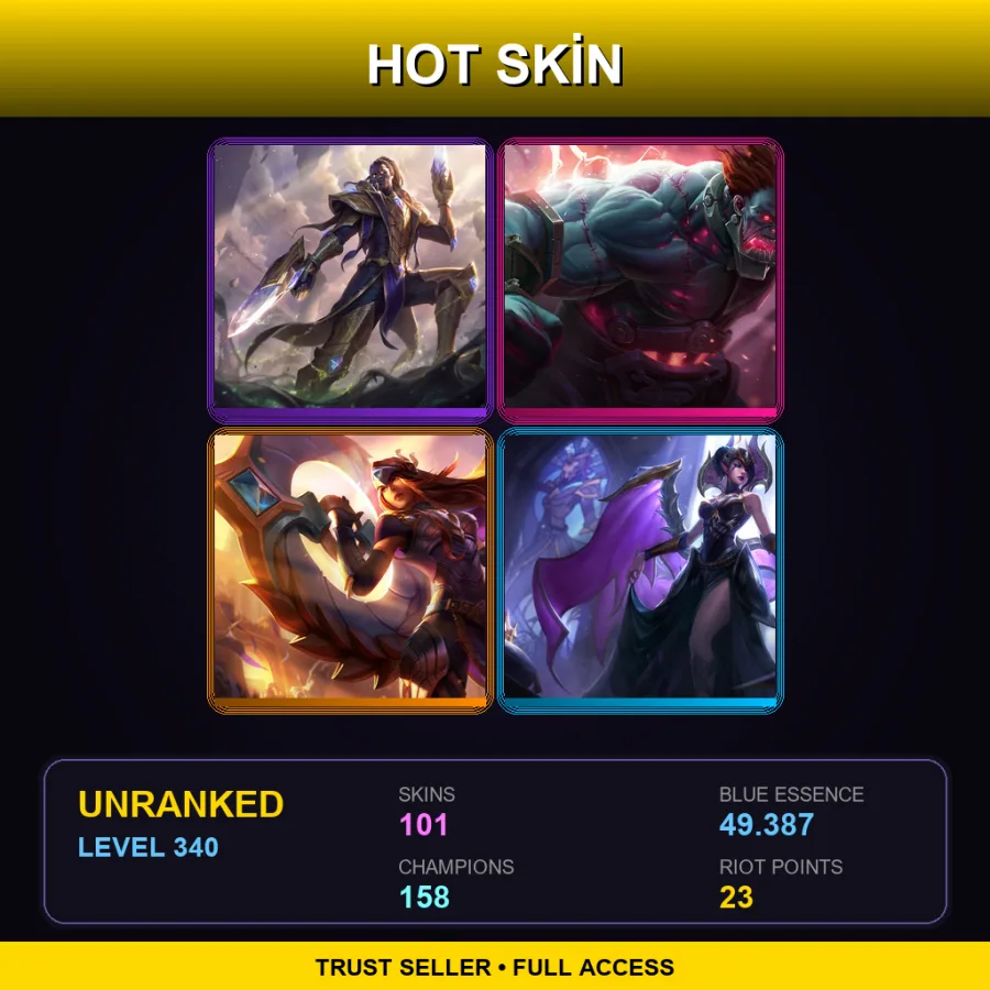 EUW | Victorious Lucian | Hextech Sion | Victorious Sivir | Victorious Morgana | 101 Skin | 158 Champ | Lv340