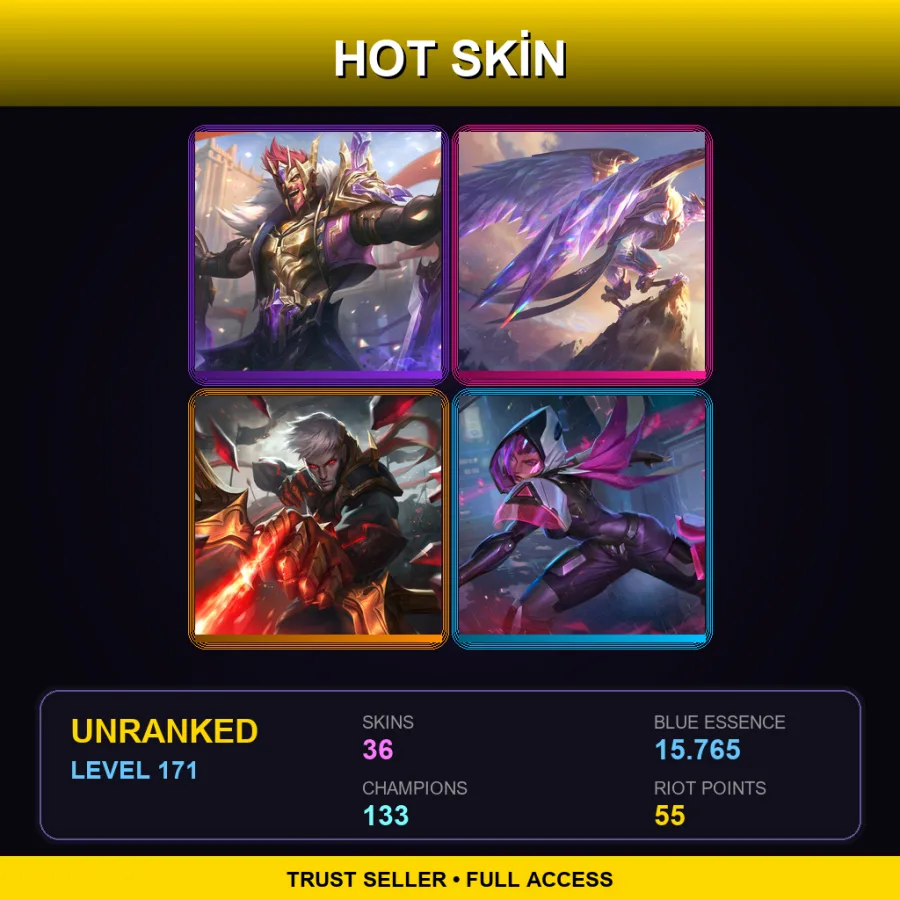 EUNE | Lv171 | Unranked | 36 Skin | 133 Champ