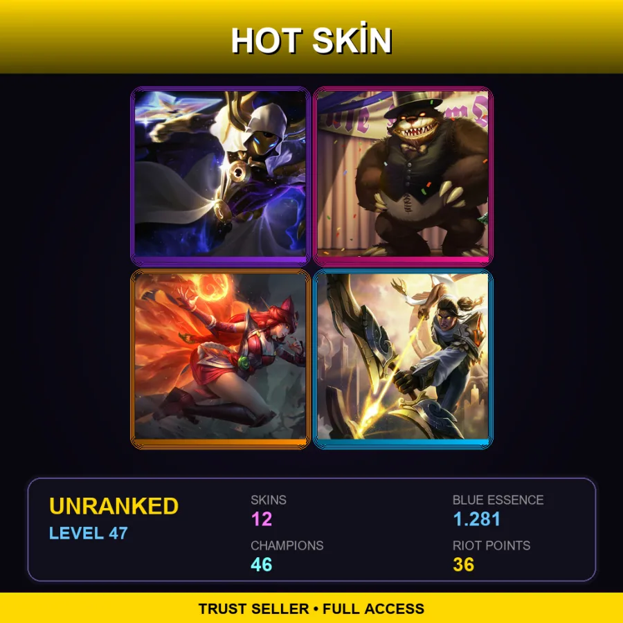 NA | Lv47 | Unranked | 12 Skin | 46 Champ