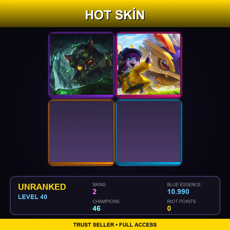 VN | Lv40 | Unranked | 2 Skin | 46 Champ — LoL account