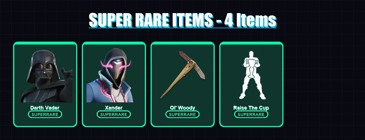 [PC] | Darth Vader | Xander | Malik | Valeria | Joey | 243 skin | 319 pickaxe | 225 emote | 233 glider | Lv3402