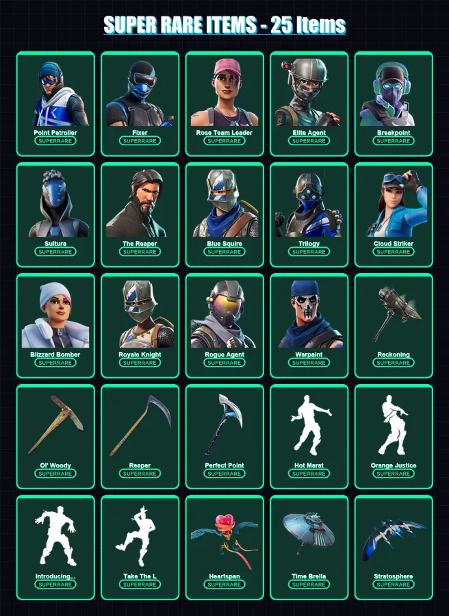 [PS4/PS5/XBOX/PC] | Point Patroller | Fixer | Rose Team Leader | Elite Agent | Breakpoint | 242 skin | 203 pickaxe | 231 emote | 176 glider | Lv2690