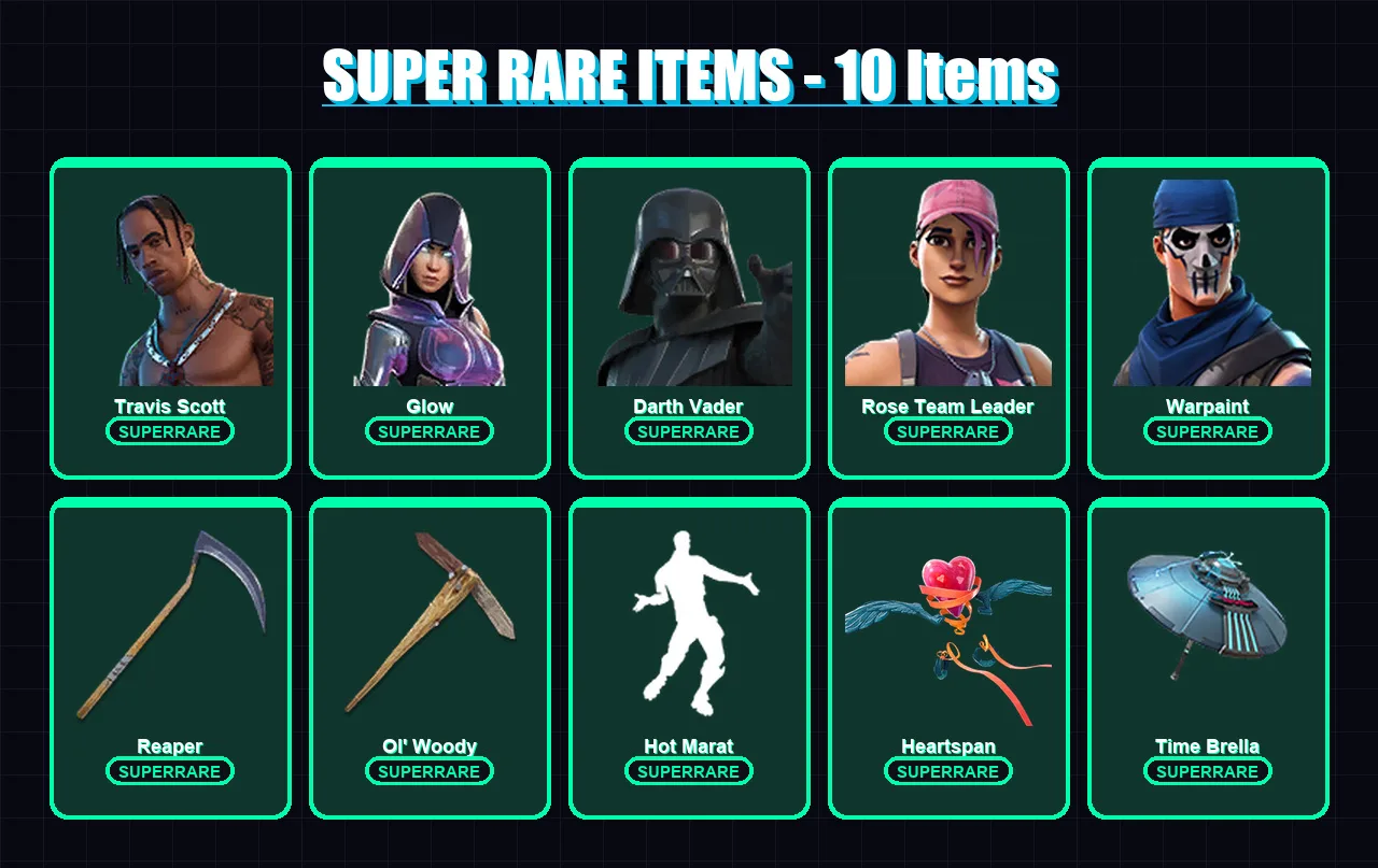 [PS4/PS5/PC] | Travis Scott | Glow | Darth Vader | Rose Team Leader | Warpaint | 248 skin | 236 pickaxe | 216 emote | 205 glider | Lv3445 — Fortnite account