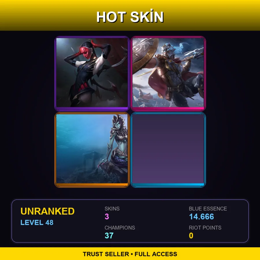 TR | Lv48 | Unranked | 3 Skin | 37 Champ — LoL account