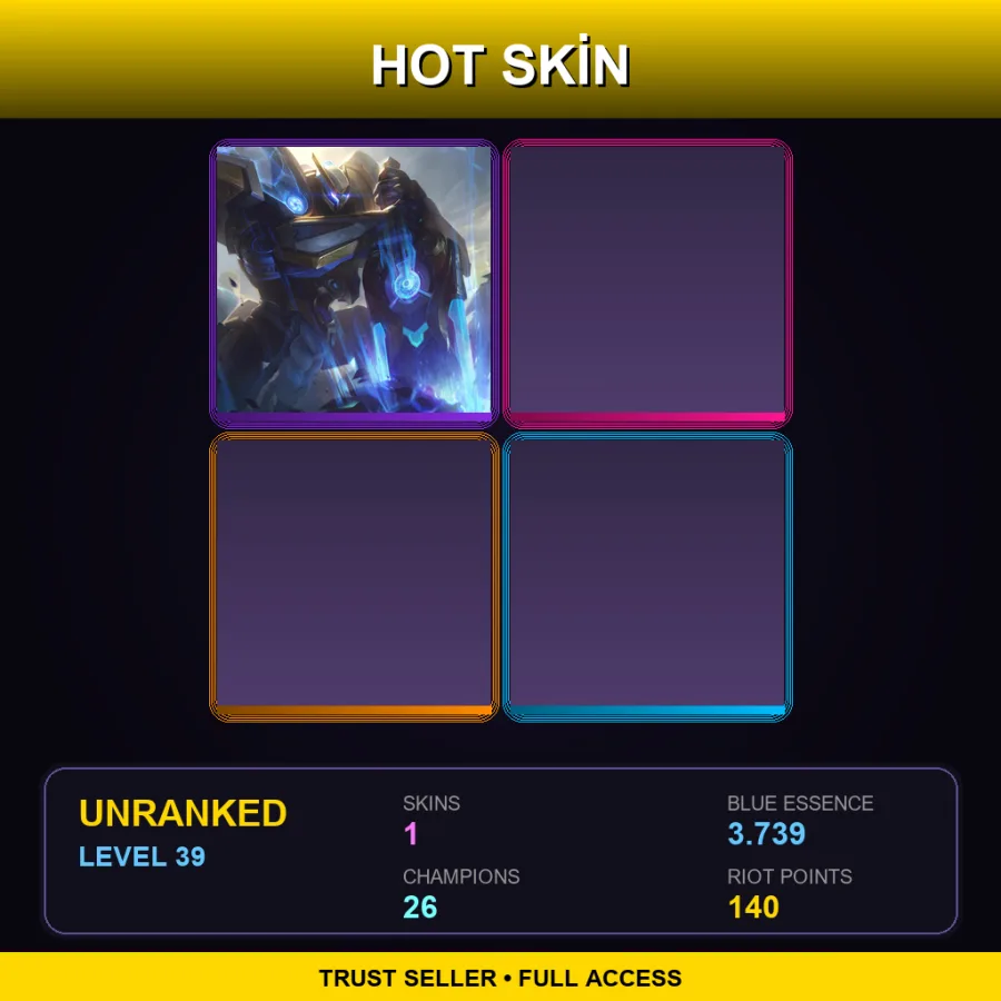 EUW | Lv39 | Unranked | 1 Skin | 26 Champ — LoL account