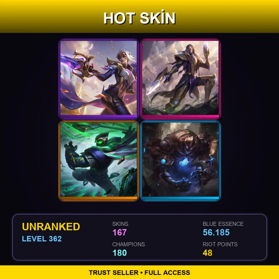 LAS | Lv362 | Unranked | 167 Skin | 180 Champ
