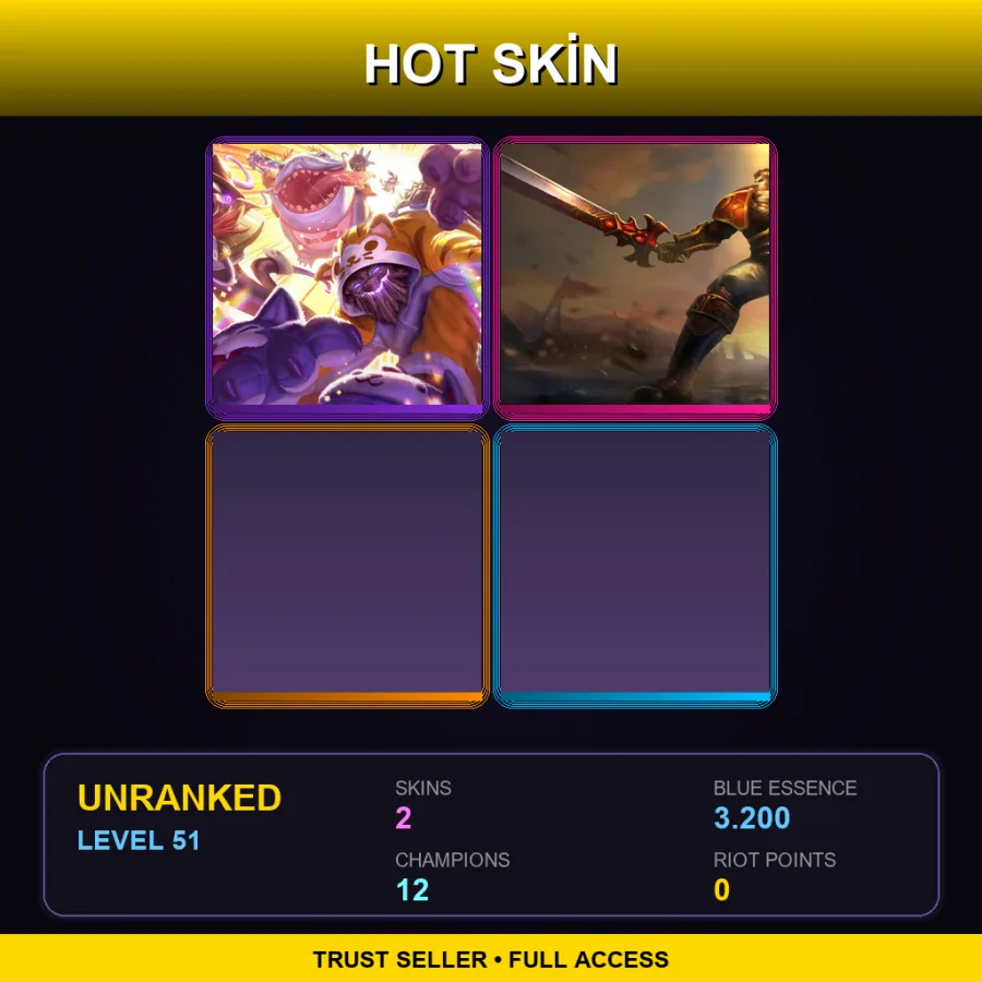 LAN | Lv51 | Unranked | 2 Skin | 12 Champ — LoL account
