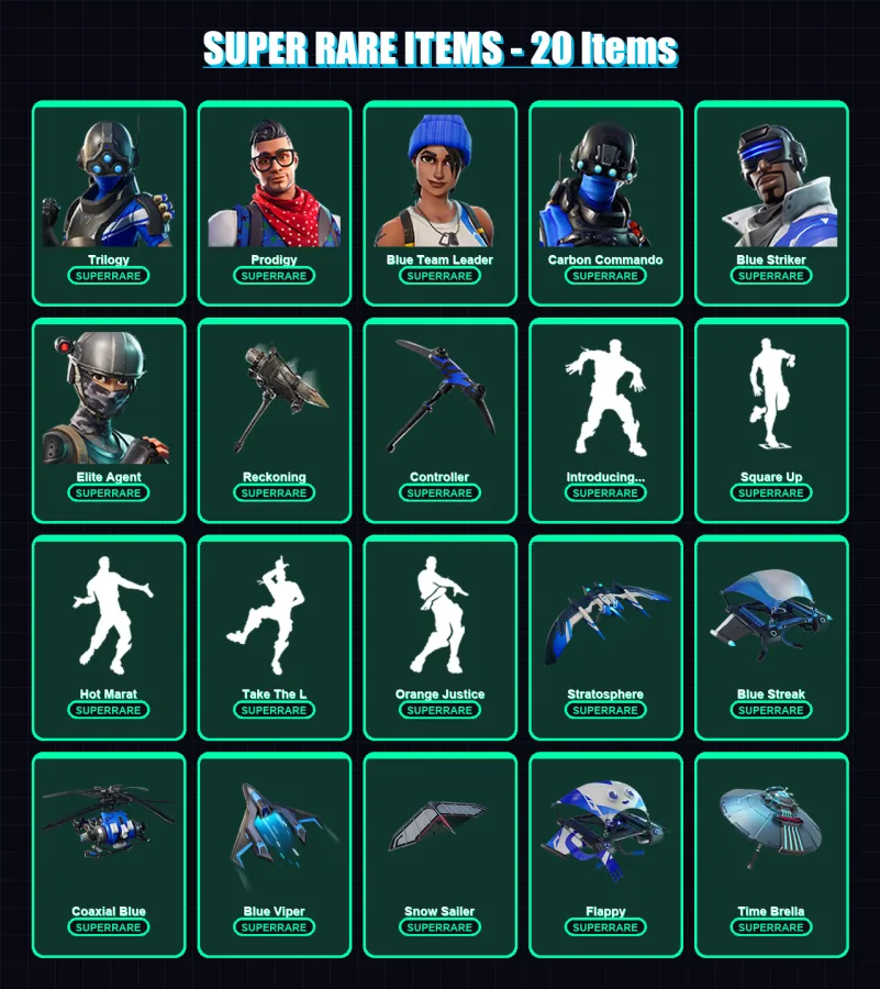 [PS4/PS5/XBOX/PC] | Trilogy | Prodigy | Blue Team Leader | Carbon Commando | Blue Striker | 73 skin | 49 pickaxe | 59 emote | 52 glider | Lv666 — Fortnite account