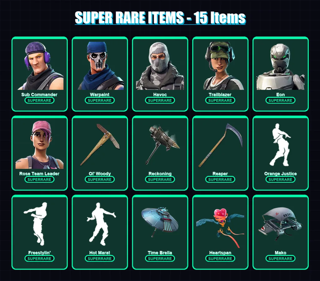 [PC/XBOX/PSN] | Sub Commander | Warpaint | Havoc | Trailblazer | Eon | 142 skin | 183 pickaxe | 173 emote | 155 glider | Lv2446