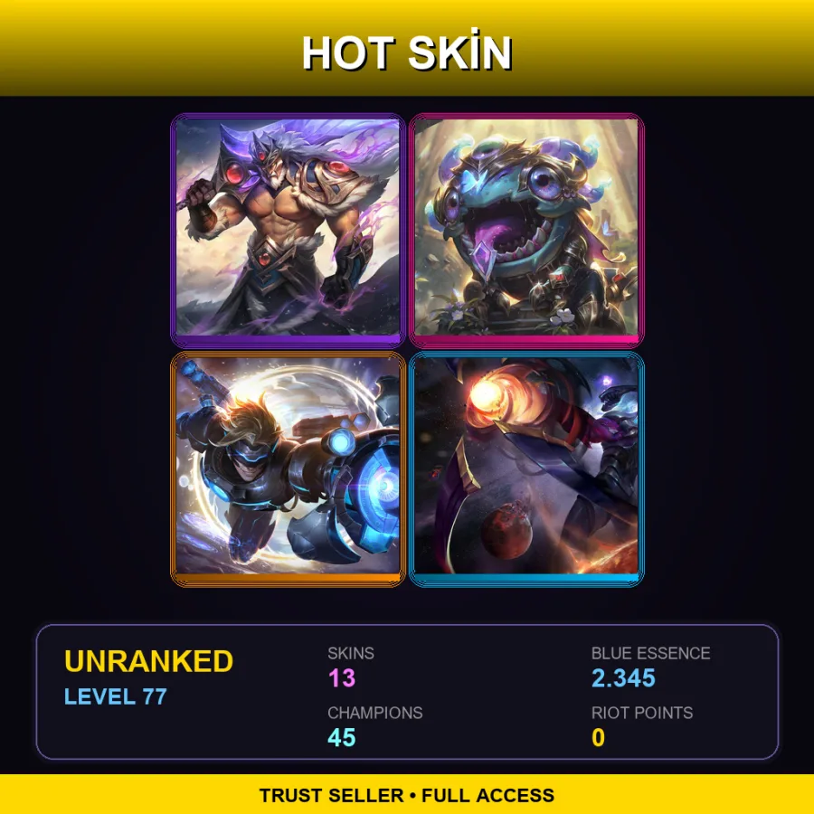 LAS | Lv77 | Unranked | 13 Skin | 45 Champ — Unranked / Smurf League of Legends