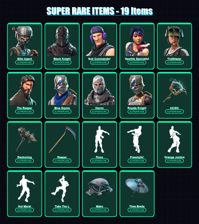 [PC/XBOX] | Elite Agent | Black Knight | Sub Commander | Sparkle Specialist | Trailblazer | 43 skin | 31 pickaxe | 47 emote | 37 glider | Lv577