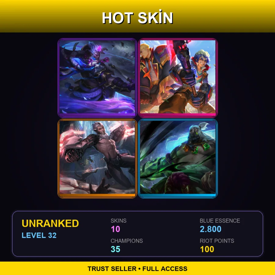 EUW | Lv32 | Unranked | 10 Skin | 35 Champ