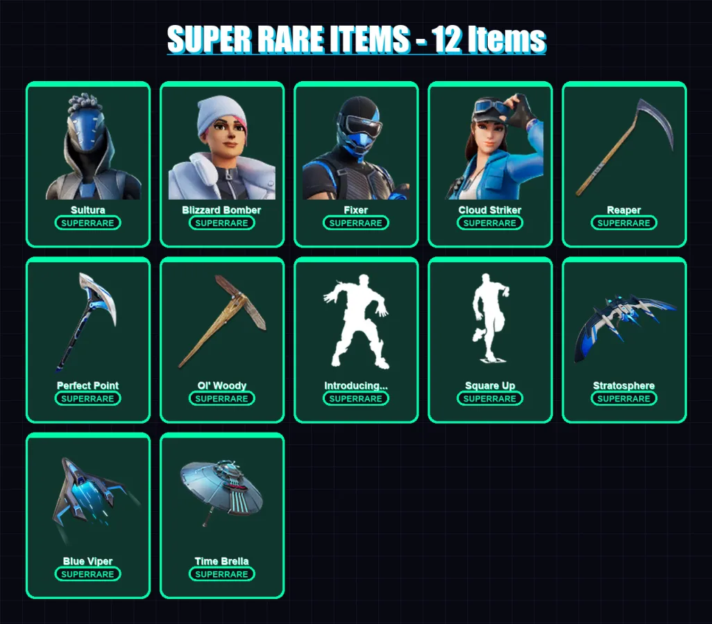[PS4/PS5/XBOX/PC] | Sultura | Blizzard Bomber | Fixer | Cloud Striker | Peter Griffin | 98 skin | 161 pickaxe | 84 emote | 120 glider | Lv1772
