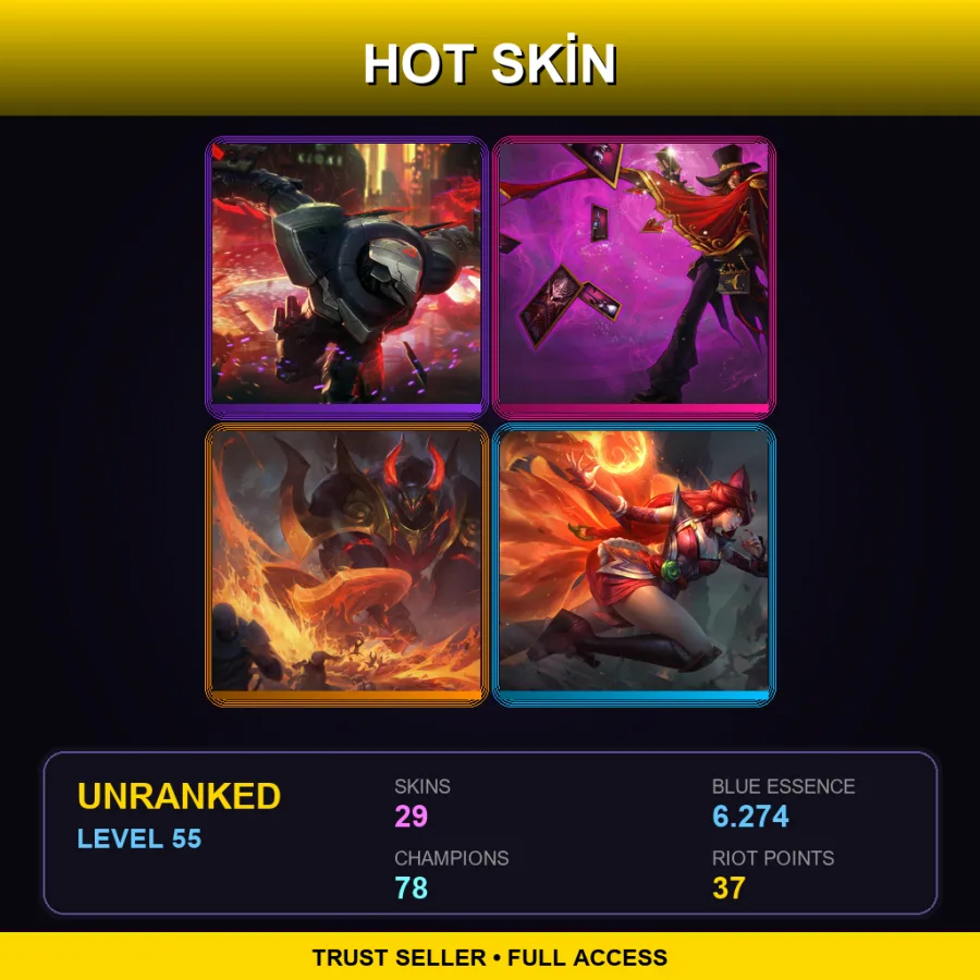 EUW | Lv55 | Unranked | 29 Skin | 78 Champ