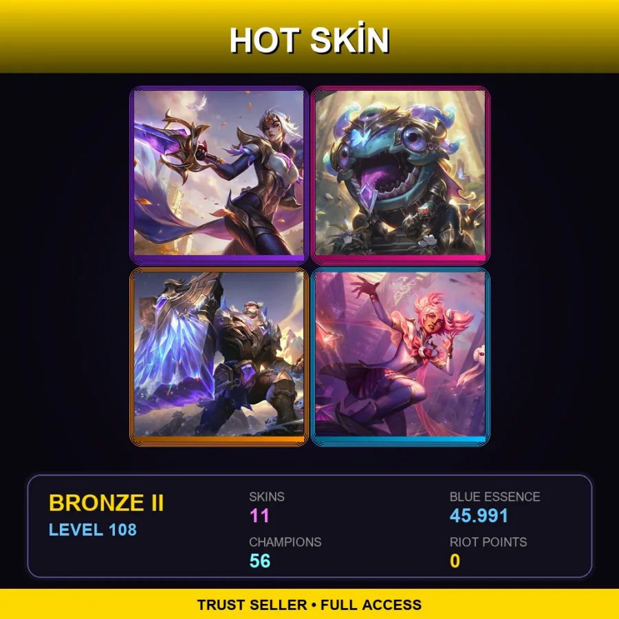 EUW | Victorious Fiora | Victorious Kog'Maw | Victorious Braum | Star Guardian Taliyah | 11 Skin | 56 Champ | Bronze II | Lv108