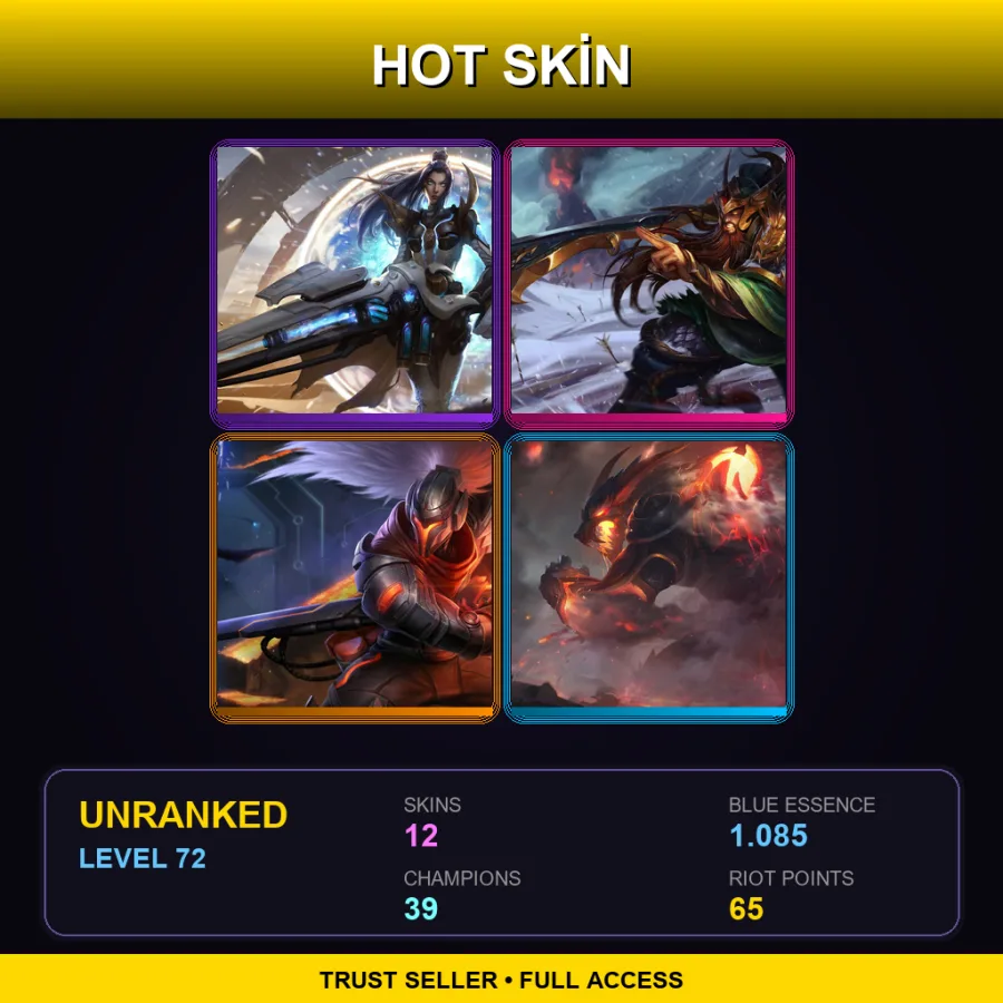 LAN | Lv72 | Unranked | 12 Skin | 39 Champ
