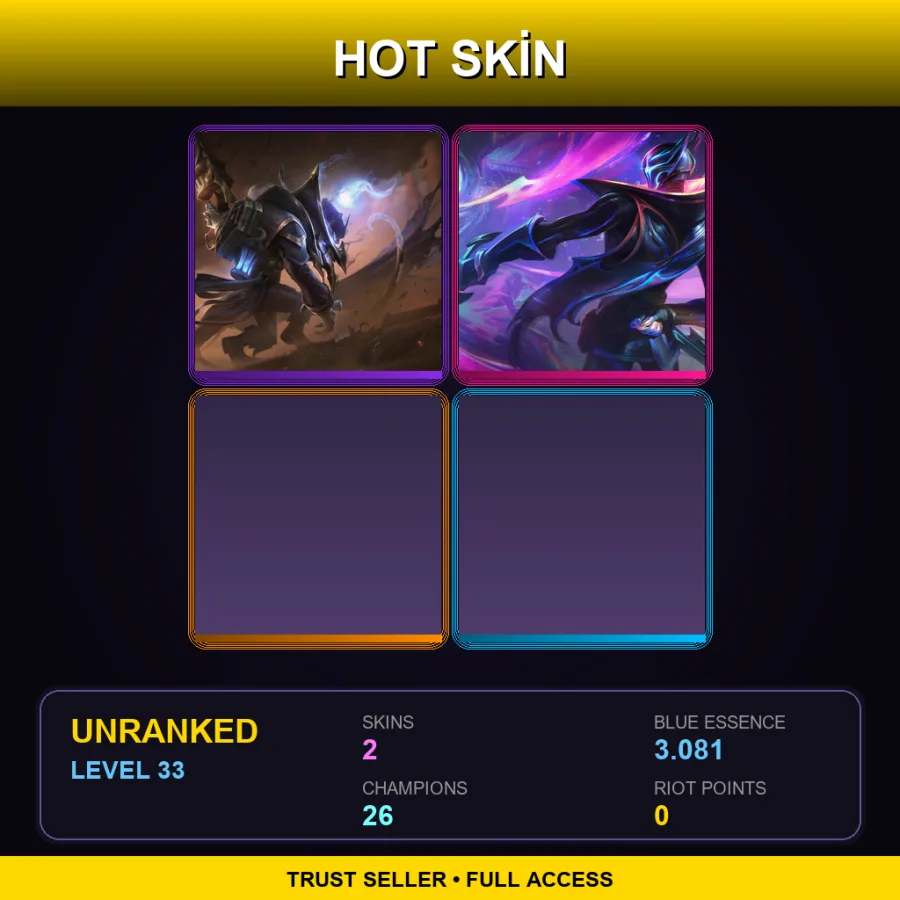 LAN | Lv33 | Unranked | 2 Skin | 26 Champ — LoL account