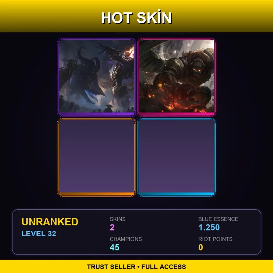 BR | Lv32 | Unranked | 2 Skin | 45 Champ — LoL account