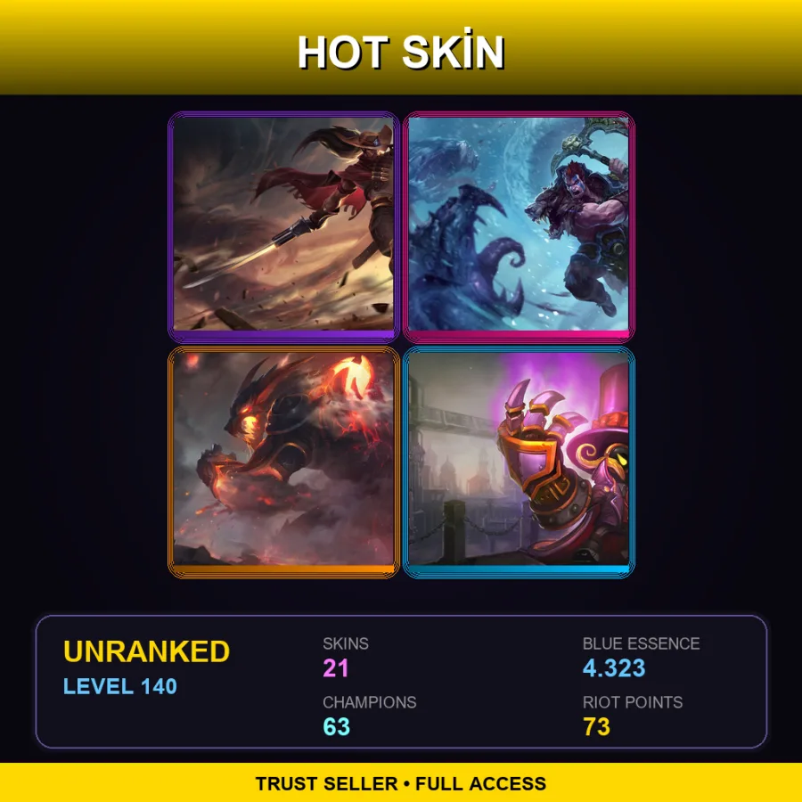 LAN | Lv140 | Unranked | 21 Skin | 63 Champ