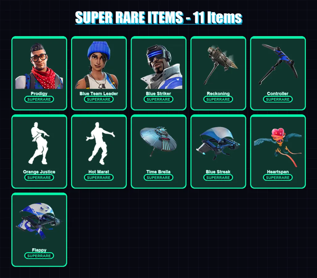 [PS4/PS5/XBOX/PC] | Prodigy | Blue Team Leader | Blue Striker | Frostbite | Omega | 59 skin | 73 pickaxe | 78 emote | 87 glider | Lv1421