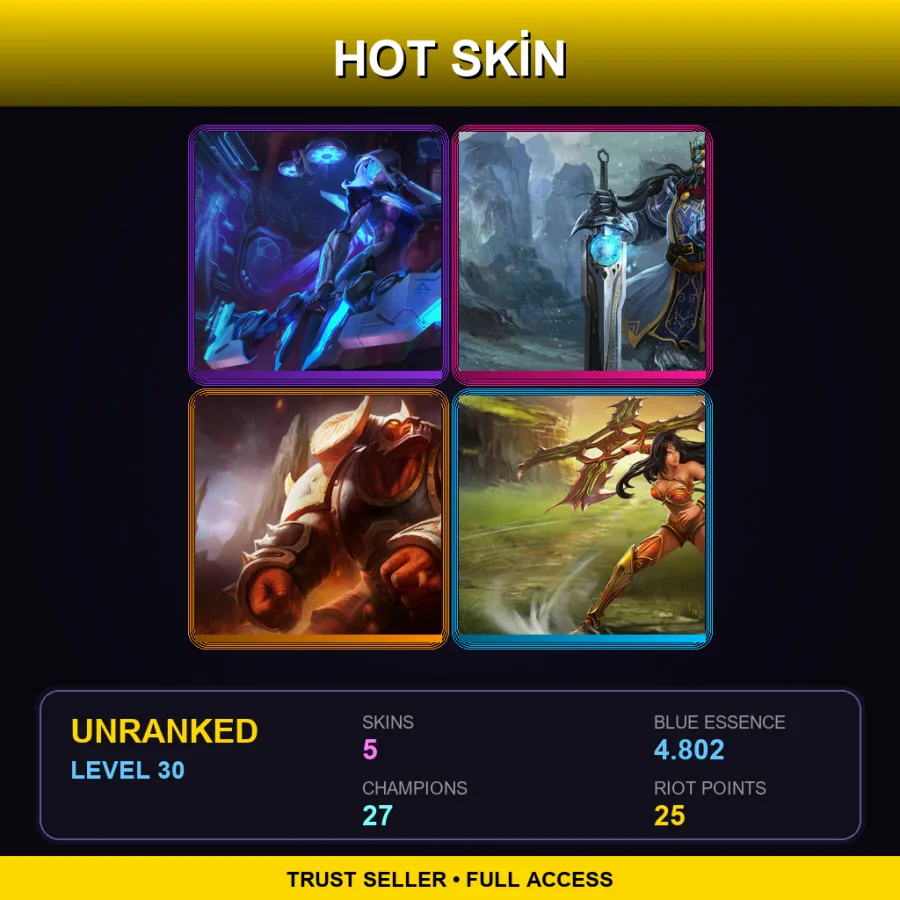 EUNE | PROJECT: Ashe | King Tryndamere | Infernal Alistar | Spectacular Sivir | 5 Skin | 27 Champ | Lv30