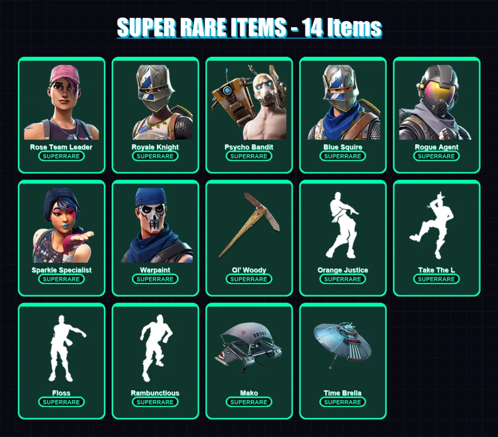 [PC/PSN] | Rose Team Leader | Royale Knight | Psycho Bandit | Blue Squire | Rogue Agent | 58 skin | 67 pickaxe | 37 emote | 53 glider | Lv688