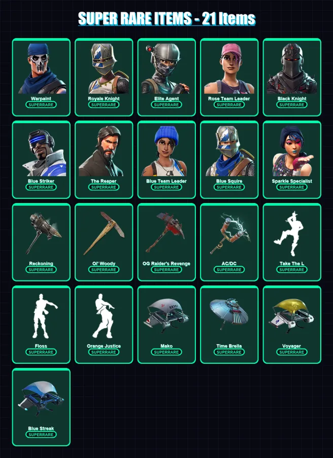 [PC/XBOX/PSN] | Warpaint | Royale Knight | Elite Agent | Rose Team Leader | Black Knight | 78 skin | 66 pickaxe | 74 emote | 76 glider | Lv922